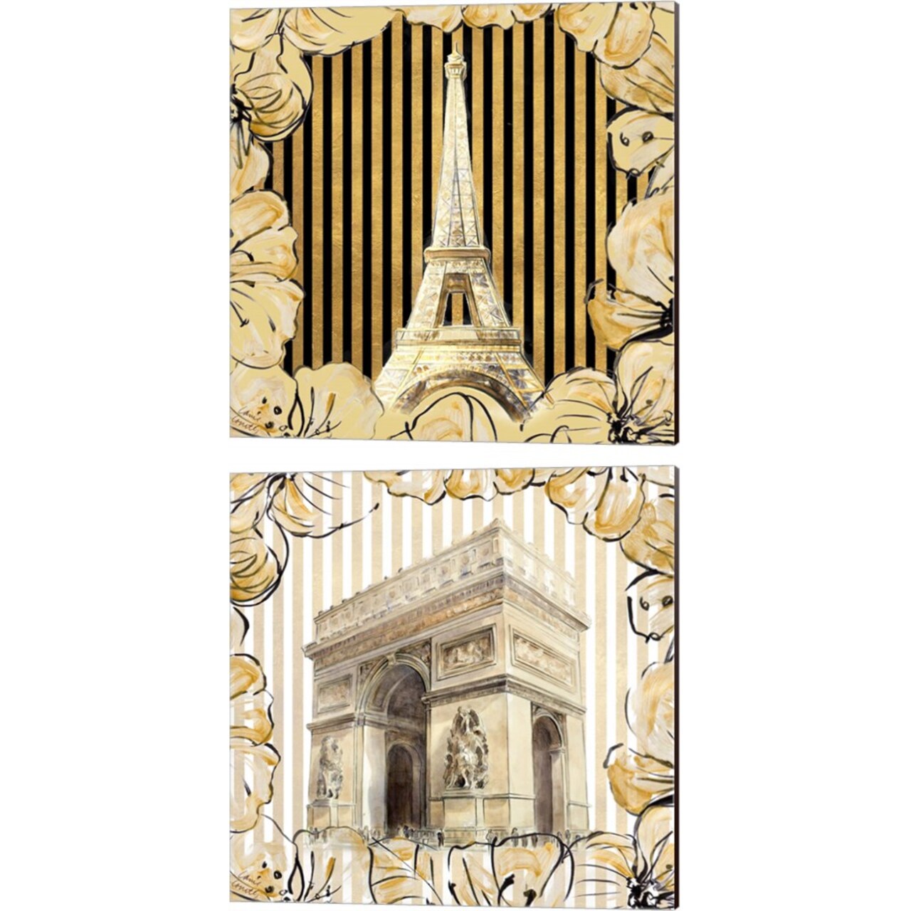 Golden Paris by Lanie Loreth 14" x 14" Canvas Wall Art (Set of 2)